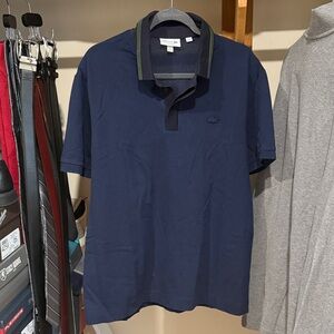 Lacoste Men's Polo Shirt in Navy with Green Accents